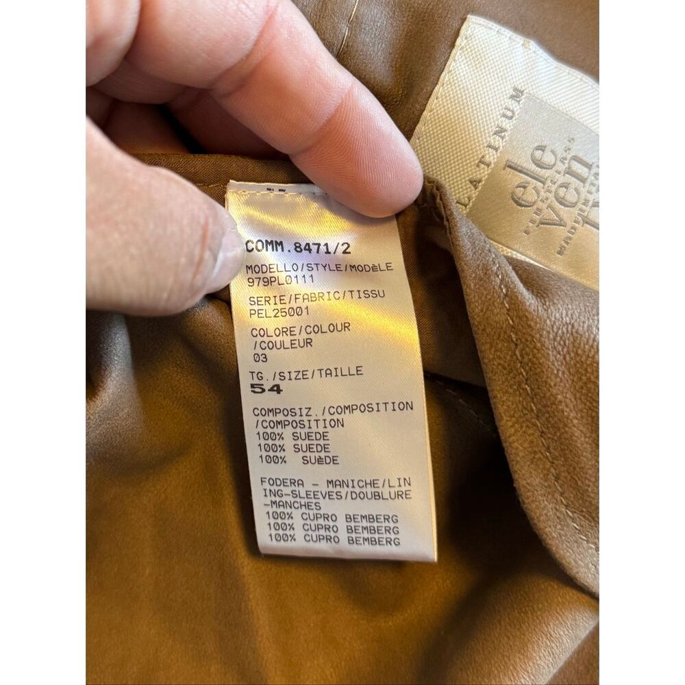 Eleventy Size 54 EU Large Jacket Suede Beige Zipped Buttoned - Picture 5 of 7